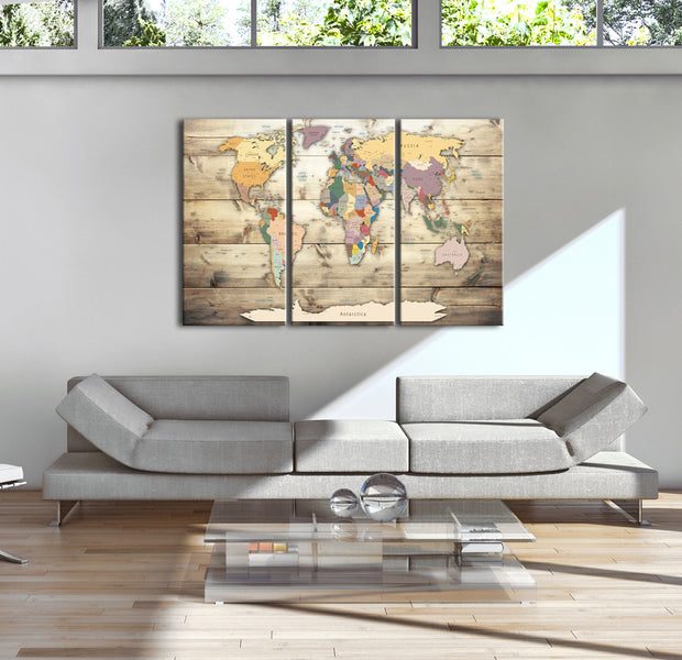 Decorative Cork Pin Board - Map of Dreams - 3 Pieces