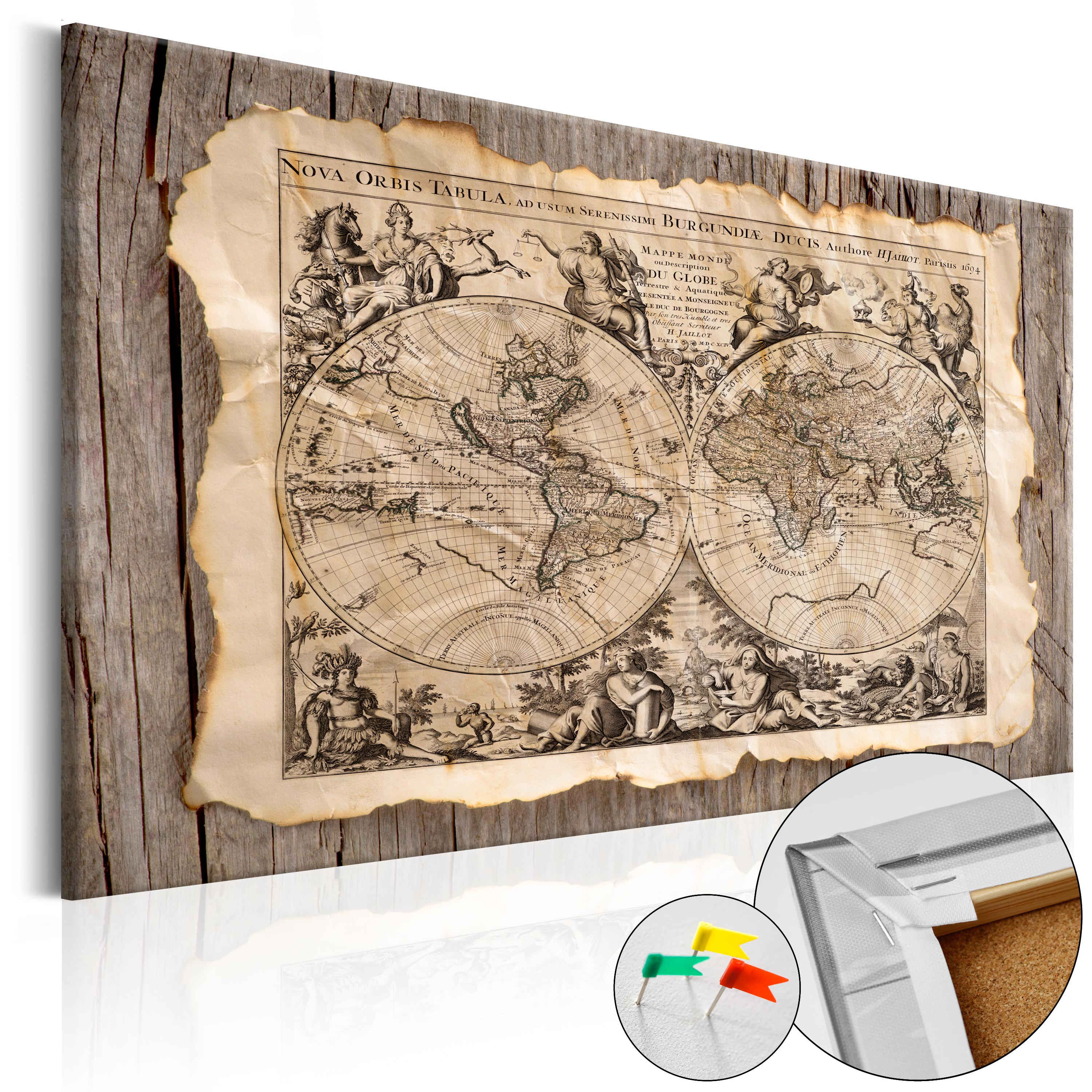 Decorative Cork Pin Board - Map of the Past