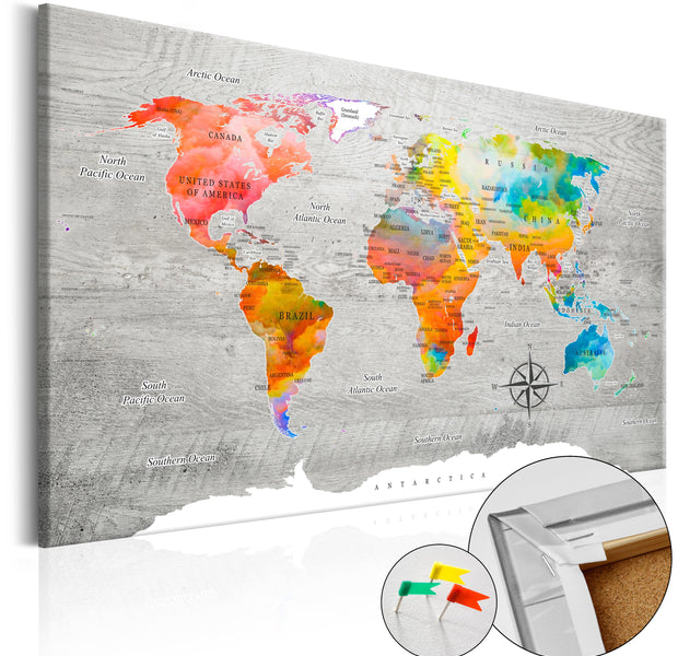 Decorative Cork Pin Board - Multicolored Travels