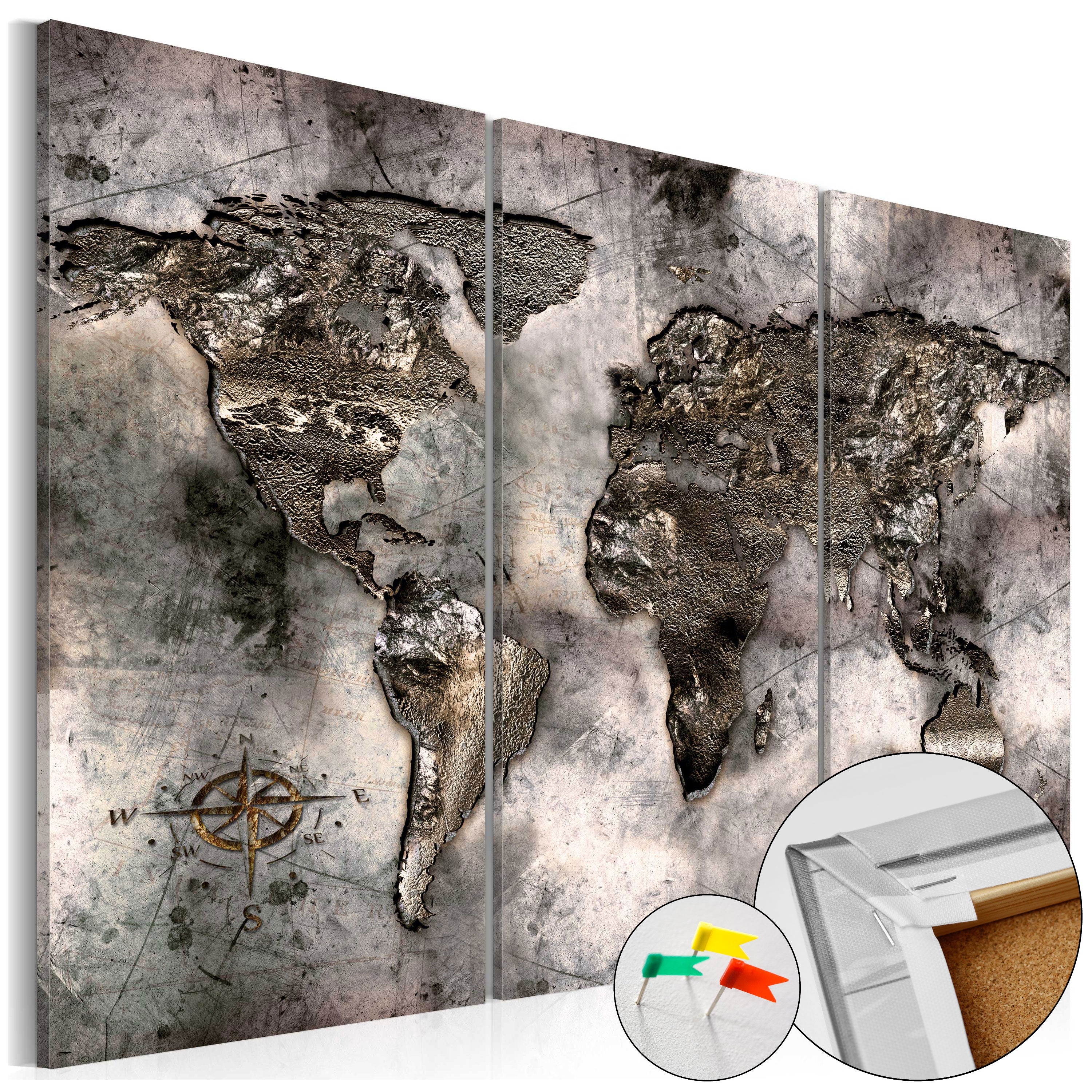 Decorative Cork Pin Board - Opalescent Map - 3 Pieces