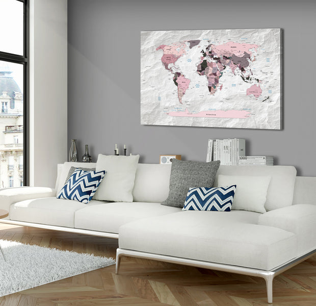 Decorative Cork Pin Board - Pink Continents