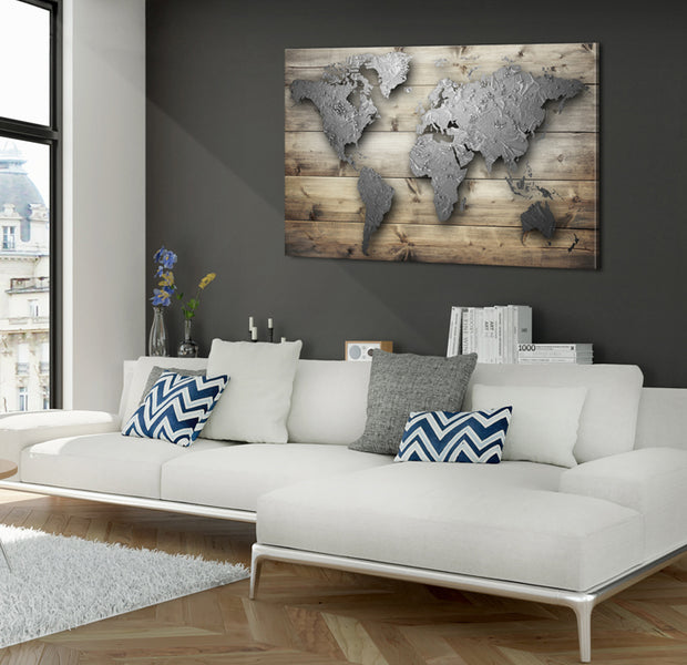 Decorative Cork Pin Board - Silver World