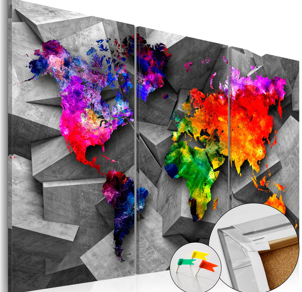 Decorative Cork Pin Board - Symmetry of the World - 3 Pieces