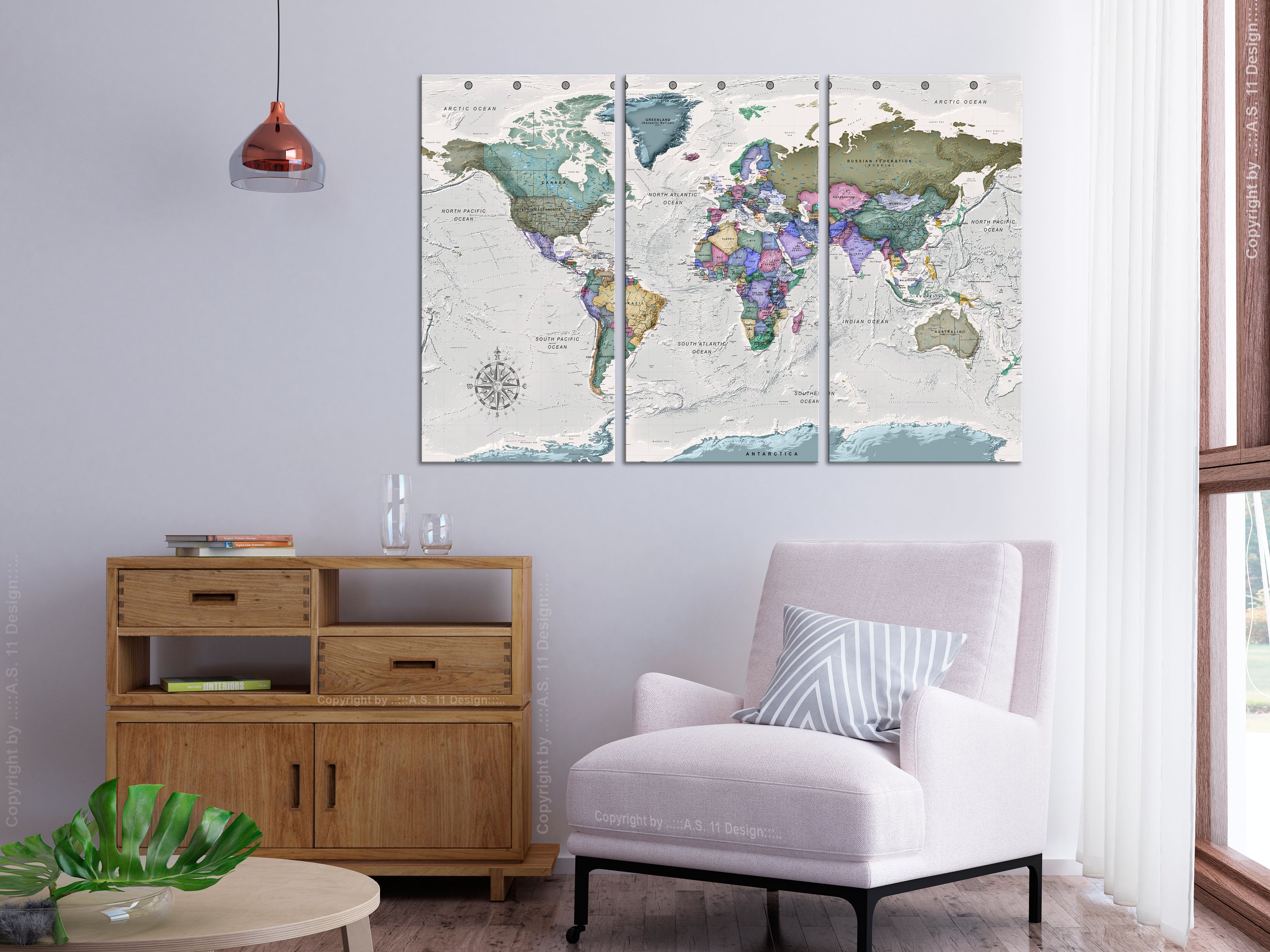 Decorative Cork Pin Board - World Destinations - 3 Pieces