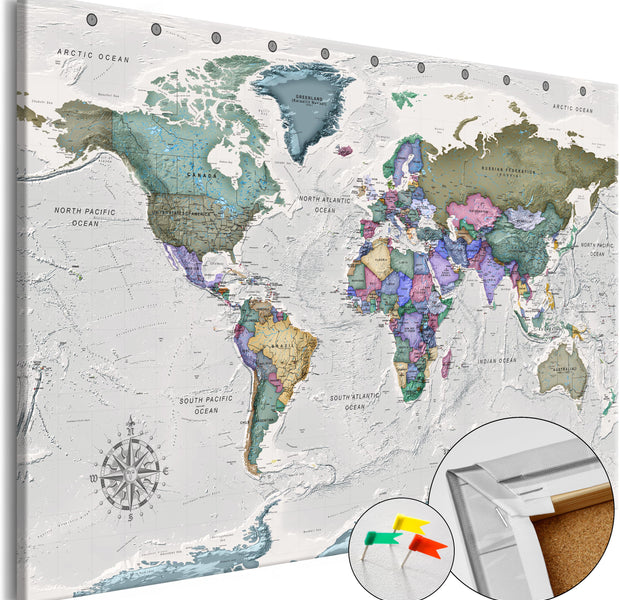 Decorative Cork Pin Board - World Destinations