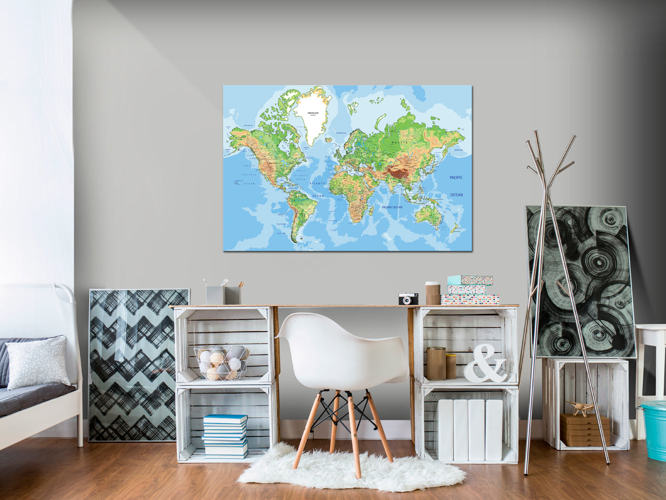 Decorative Cork Pin Board - World Geography