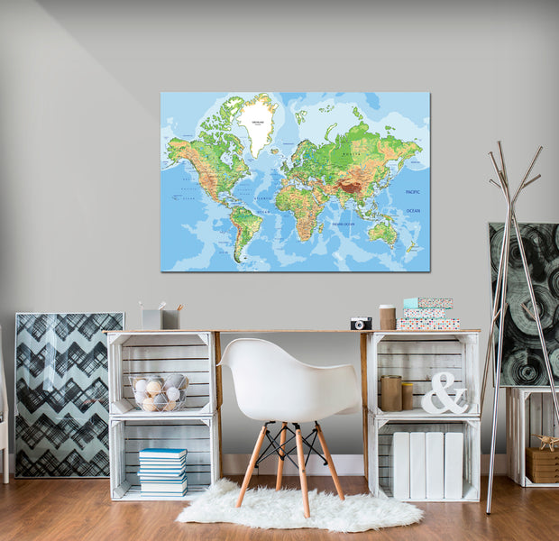 Decorative Cork Pin Board - World Geography