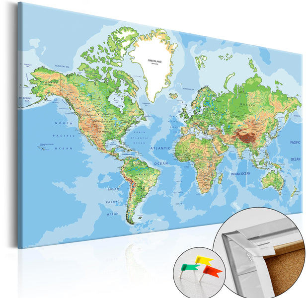 Decorative Cork Pin Board - World Geography