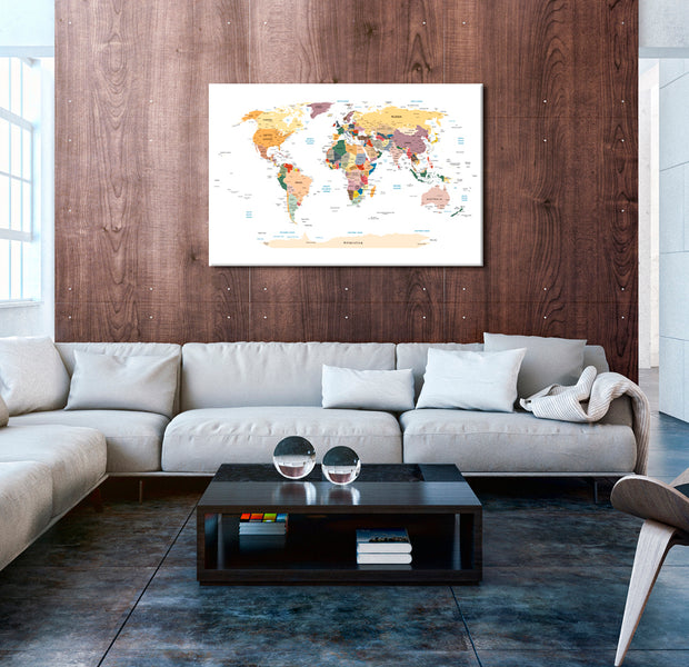 Decorative Cork Pin Board - World Map