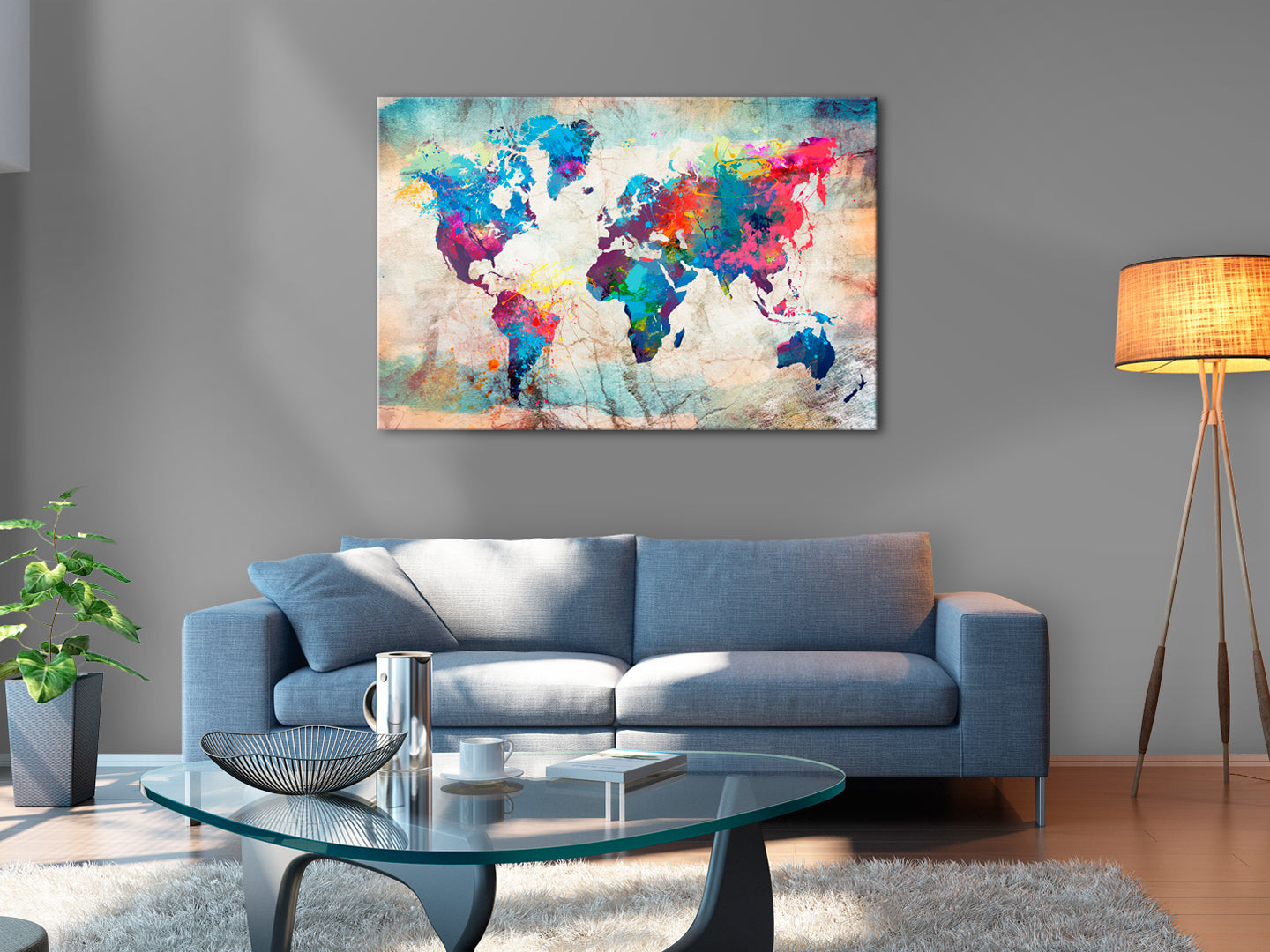 Decorative Cork Pin Board - World Map: Colourful Madness