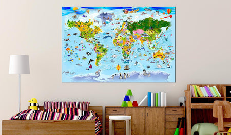 World Map Cork Pin Board - Cartoon World Map