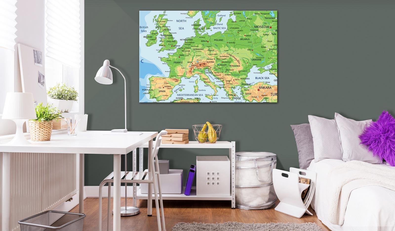 World Map Cork Pin Board - Europe