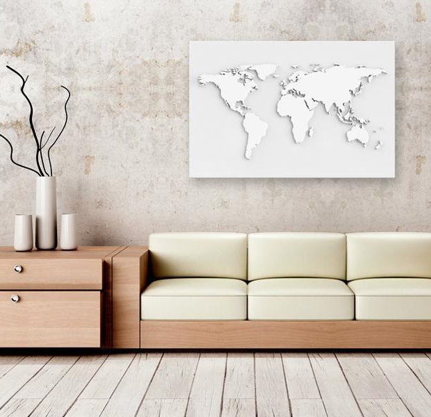 World Map Cork Pin Board - Abstract White World Map