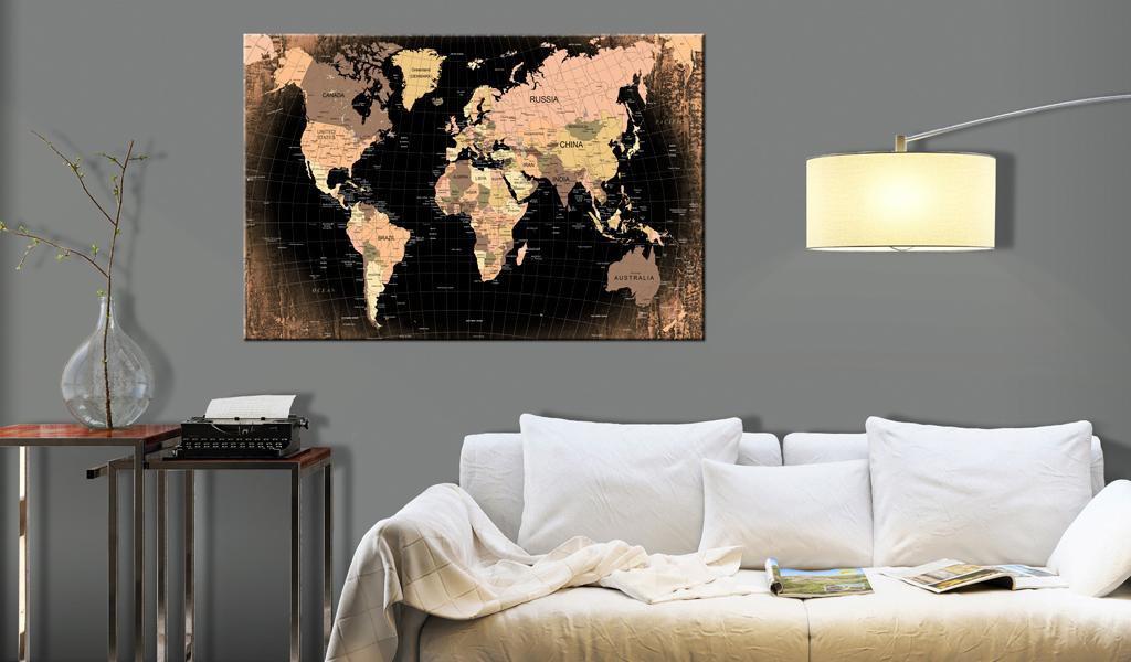 World Map Cork Pin Board - Planet Earth