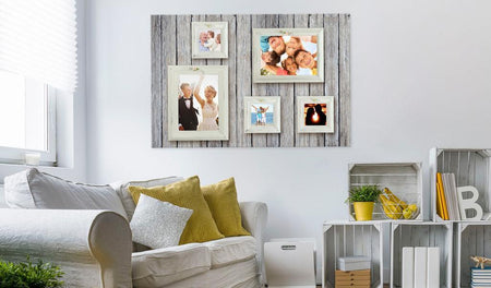 Picture Frame Cork Pin Board - Photo Gallery On Grey Wood