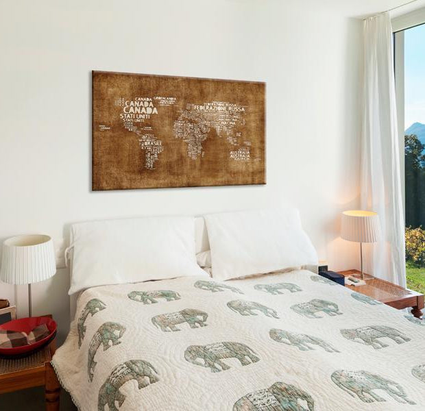 World Map Cork Pin Board - Country Names In Italian