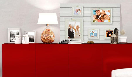 Picture Frame Cork Pin Board - Photo Gallery On White Wood