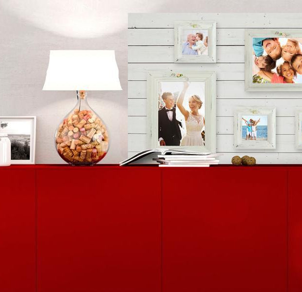 Picture Frame Cork Pin Board - Photo Gallery On White Wood