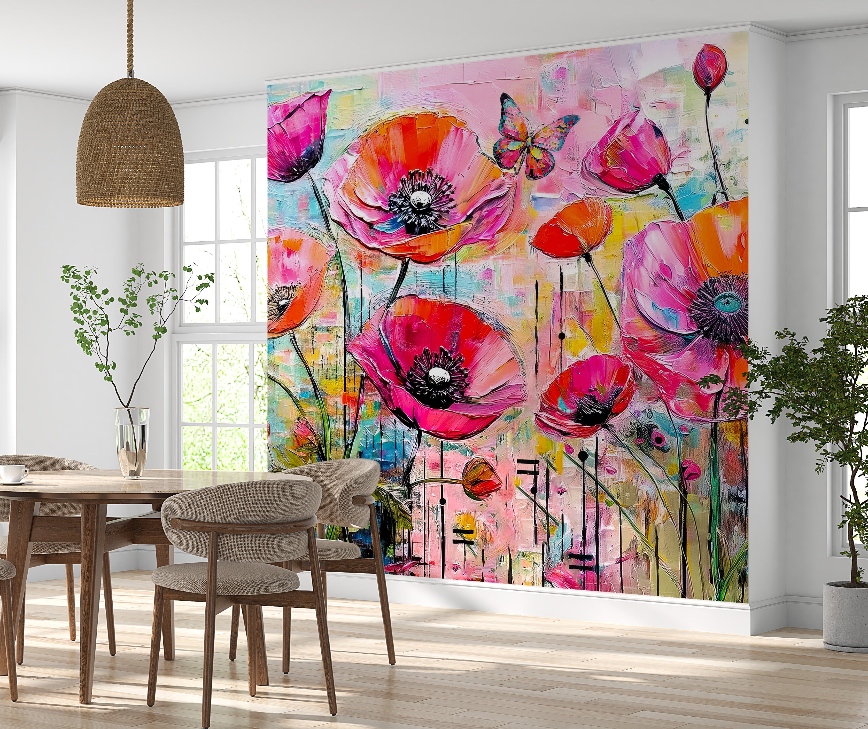 Happy Birds Poppies Unpasted