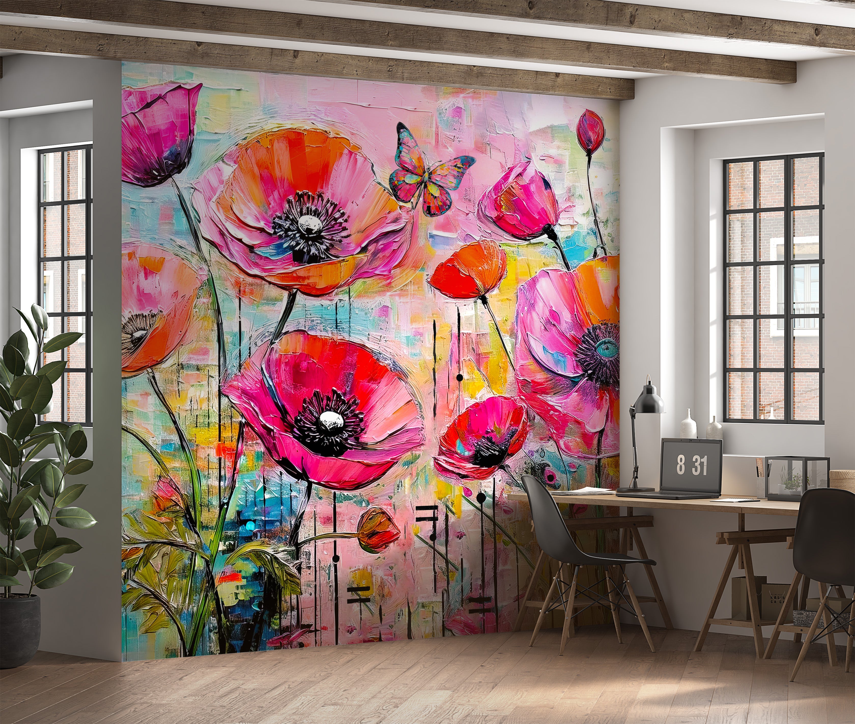 Happy Birds Poppies Unpasted