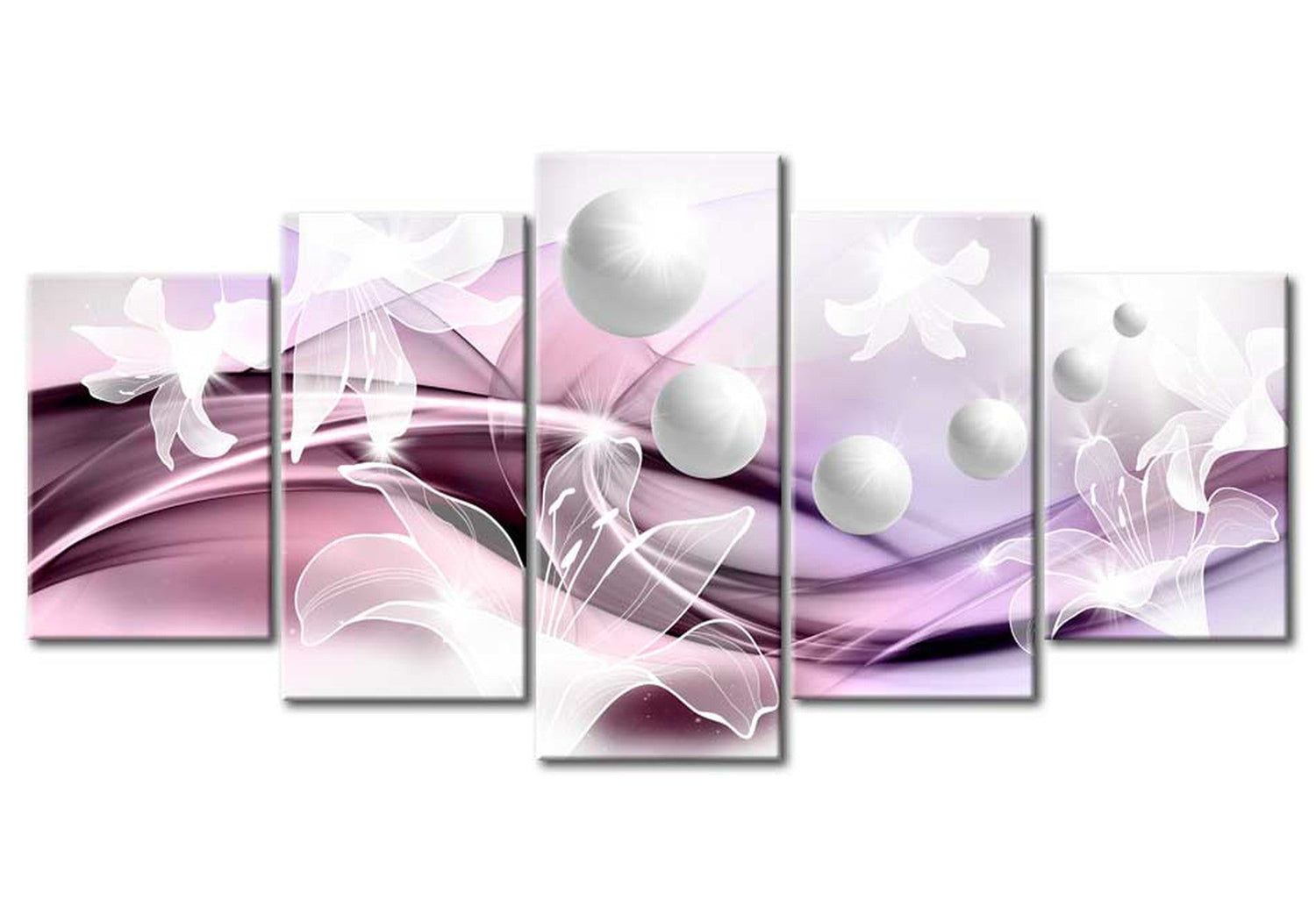 Floral Canvas Wall Art - A Fantasy Of Lilies - 5 Pieces