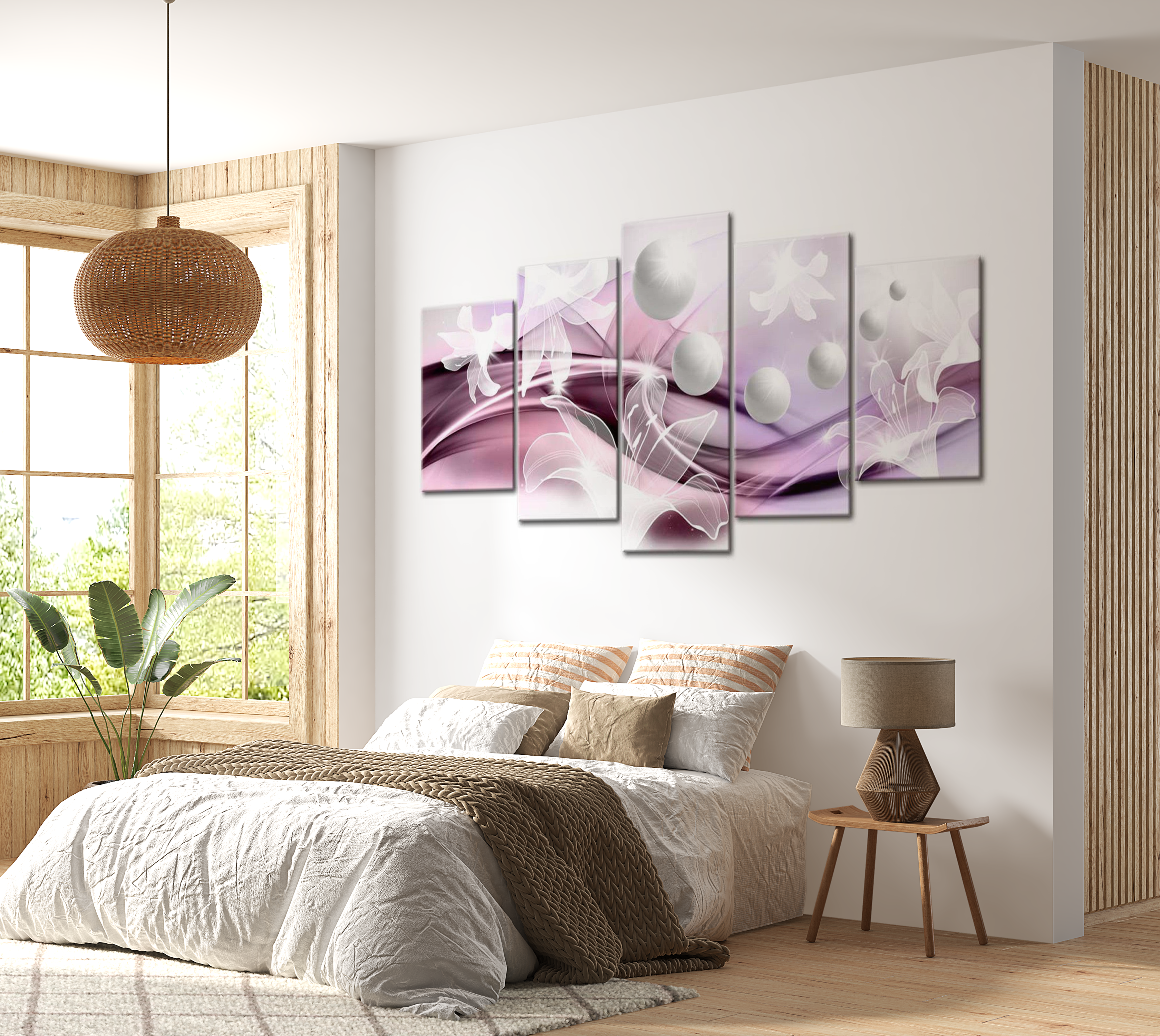 Floral Canvas Wall Art - A Fantasy Of Lilies - 5 Pieces