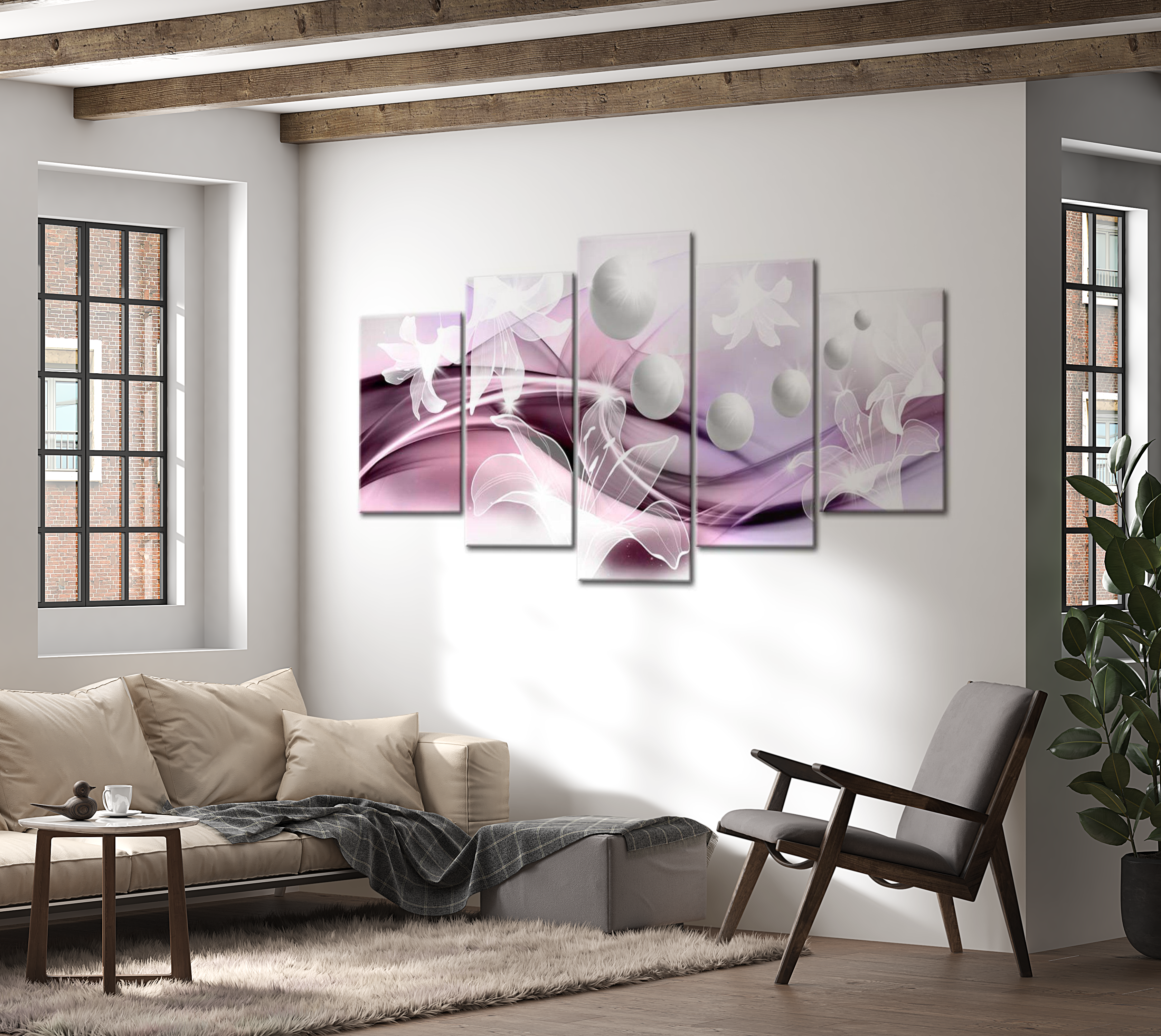 Stretched Canvas Floral Art - A Fantasy Of Lilies 40"Wx20"H