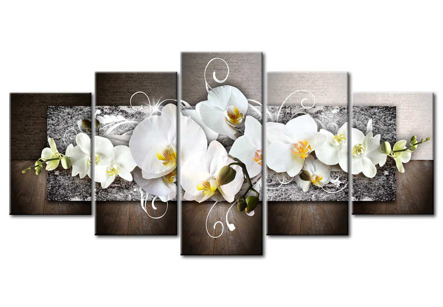Floral Canvas Wall Art - Abstract Orchid Dreamscape - 5 Pieces