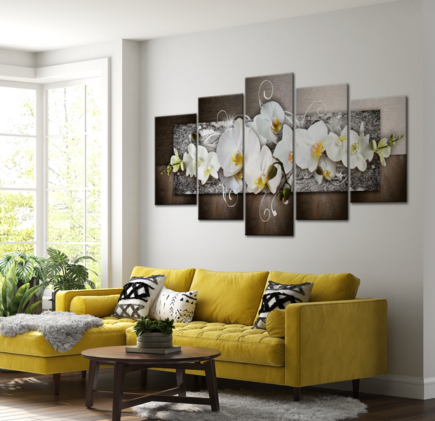 Floral Canvas Wall Art - Abstract Orchid Dreamscape - 5 Pieces