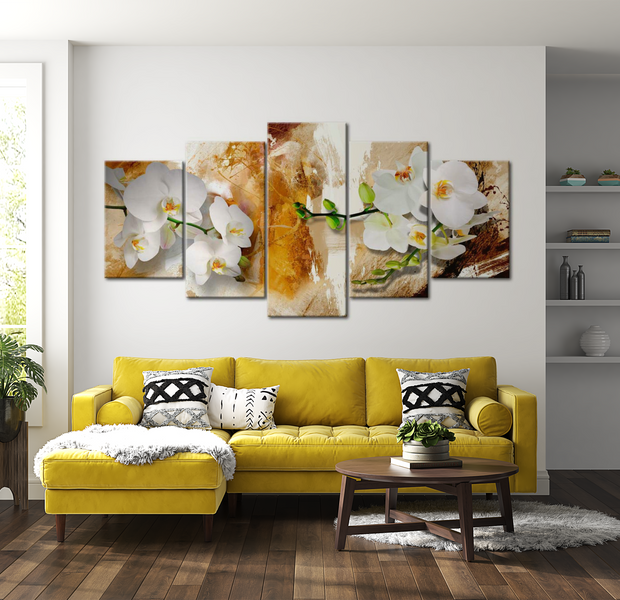 Floral Canvas Wall Art - Abstract Orchid Oasis - 5 Pieces