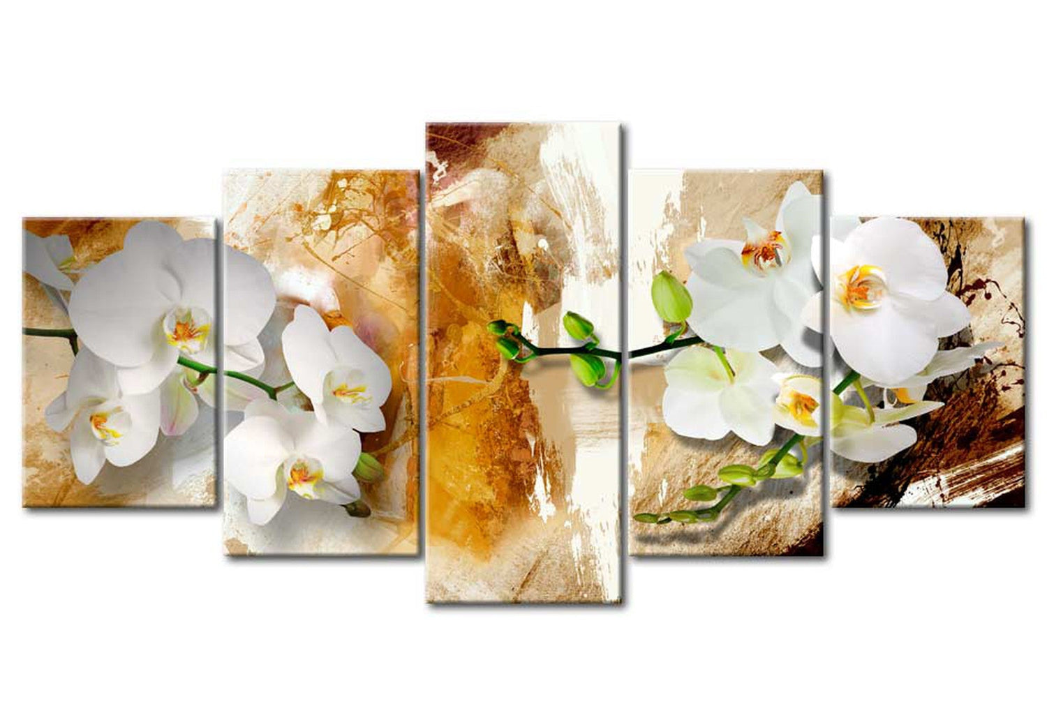 Floral Canvas Wall Art - Abstract Orchid Oasis - 5 Pieces