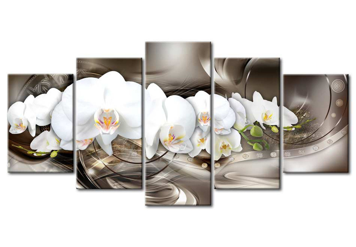 Floral Canvas Wall Art - Abstract Orchid Whispers - 5 Pieces
