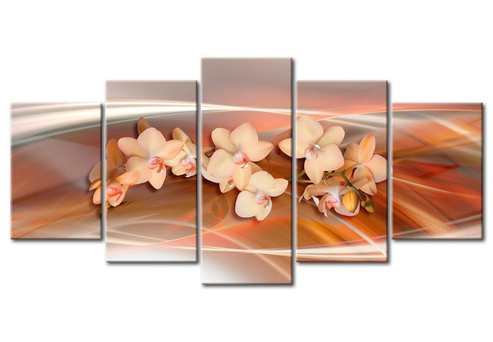 Floral Canvas Wall Art - Abstract Orchids - 5 Pieces