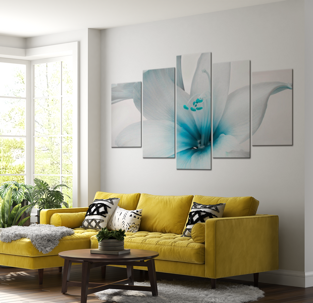 Floral Canvas Wall Art - Amaryllis Blue Charm - 5 Pieces