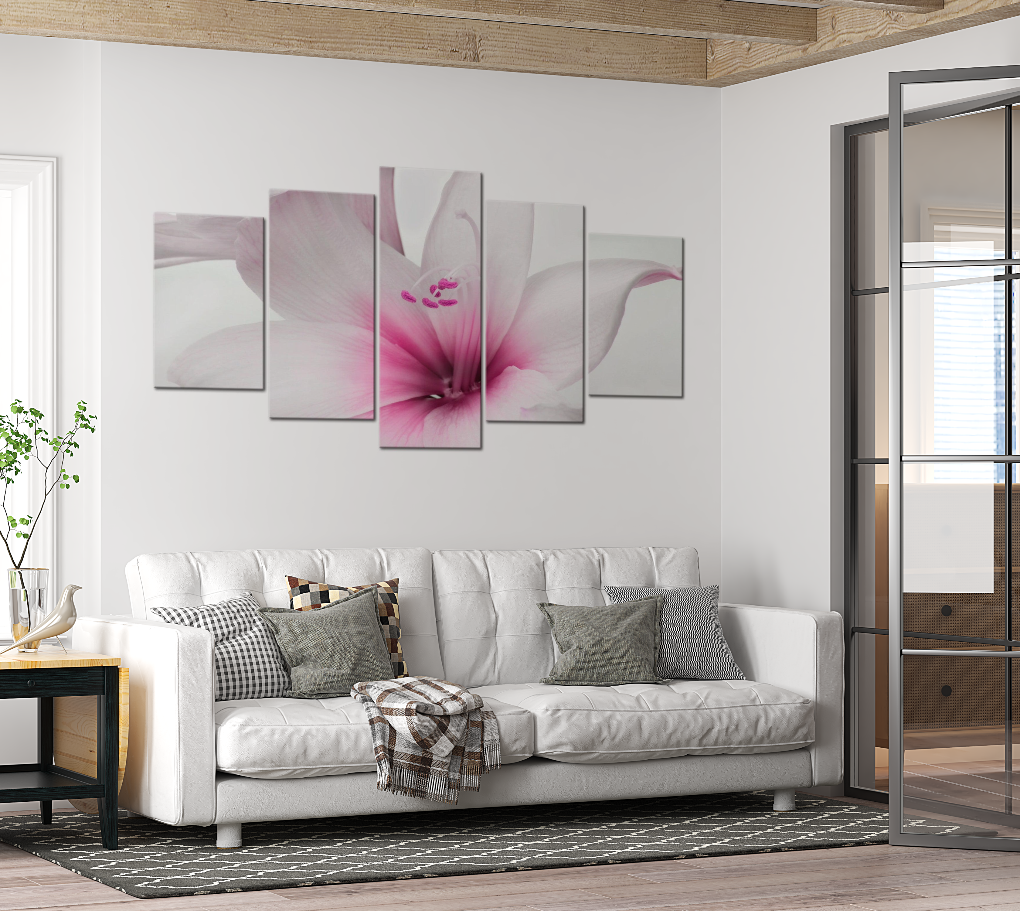 Floral Canvas Wall Art - Amaryllis Pink Charm - 5 Pieces