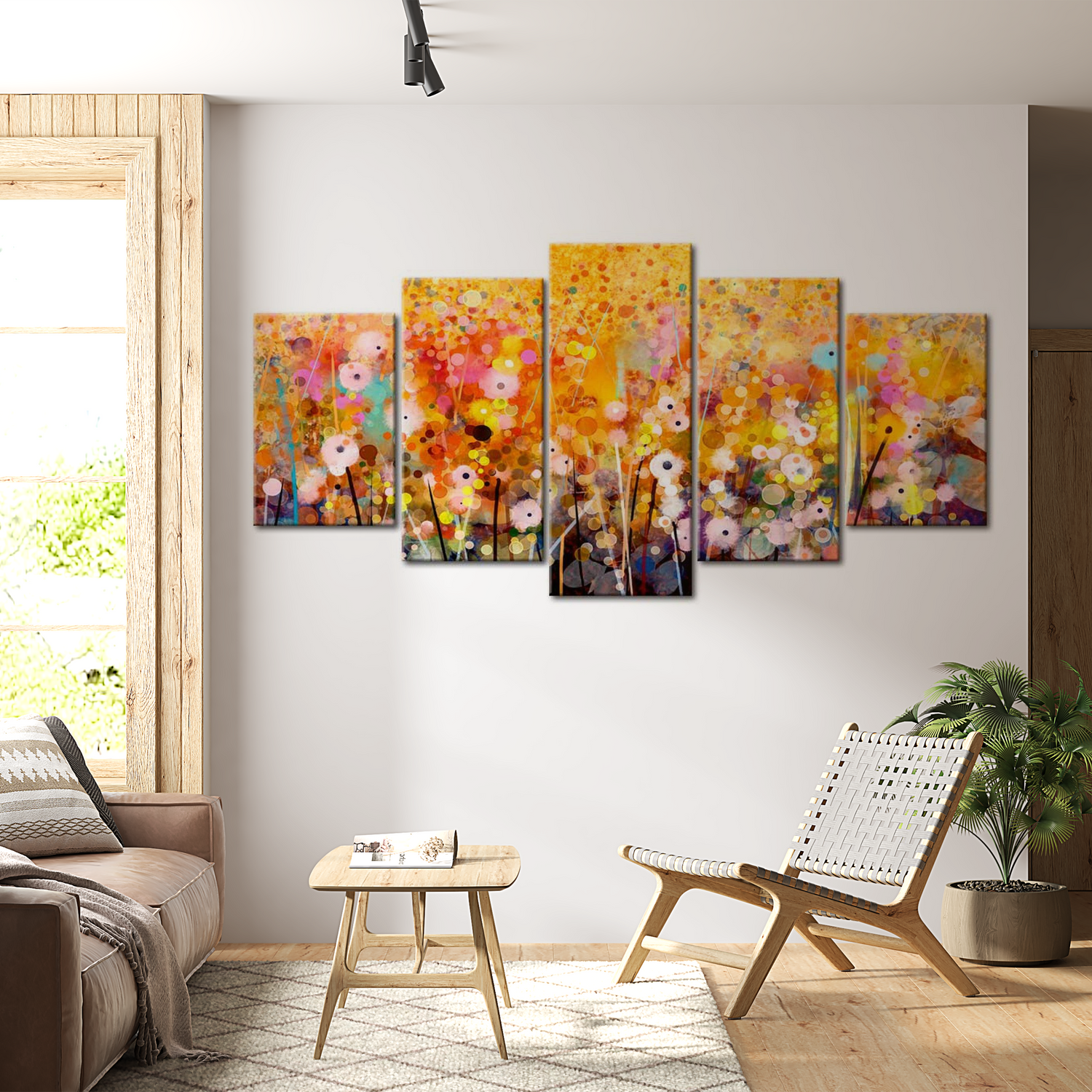 Stretched Canvas Floral Art - Amber Garden 40"Wx20"H