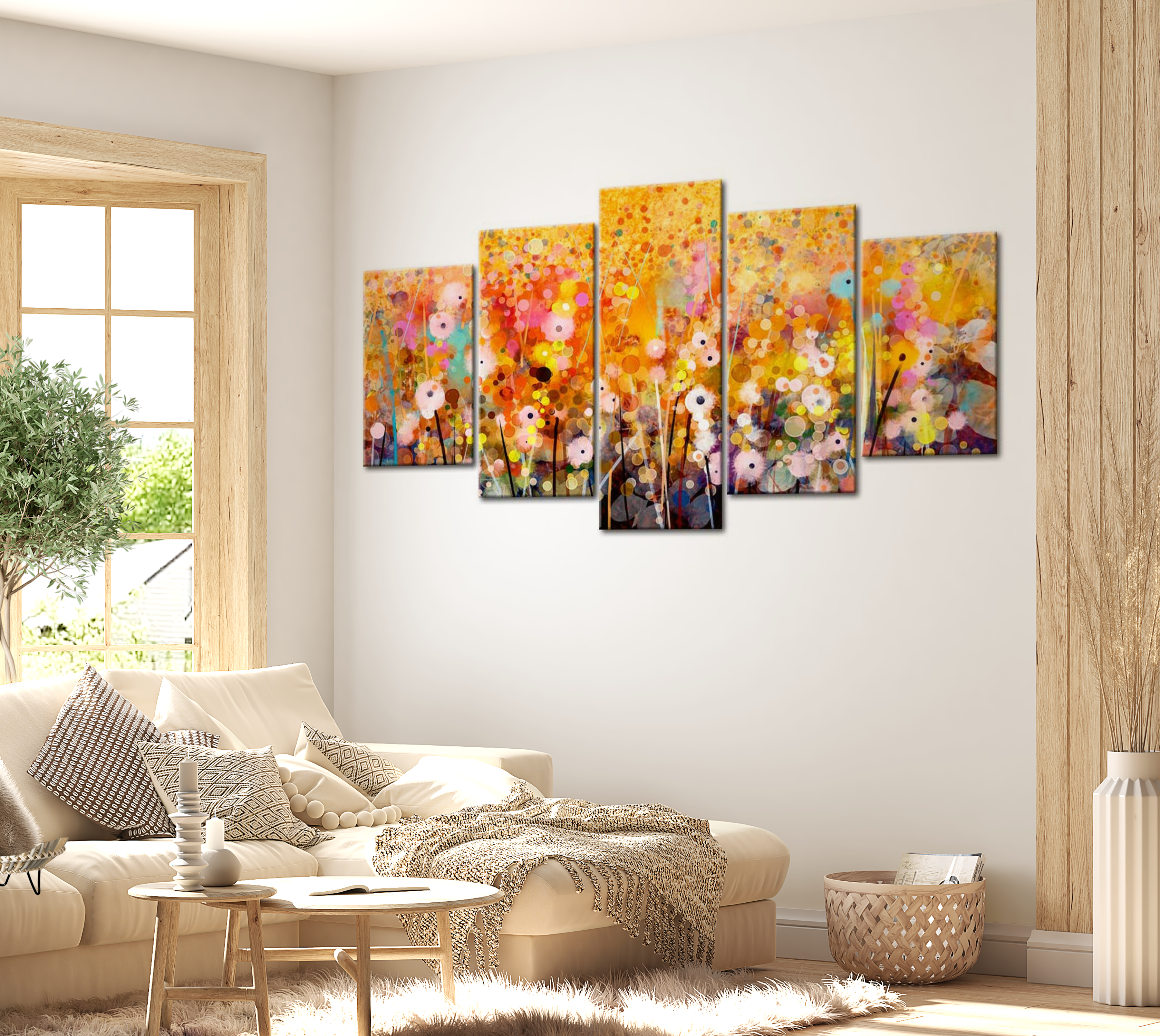 Stretched Canvas Floral Art - Amber Garden 40"Wx20"H