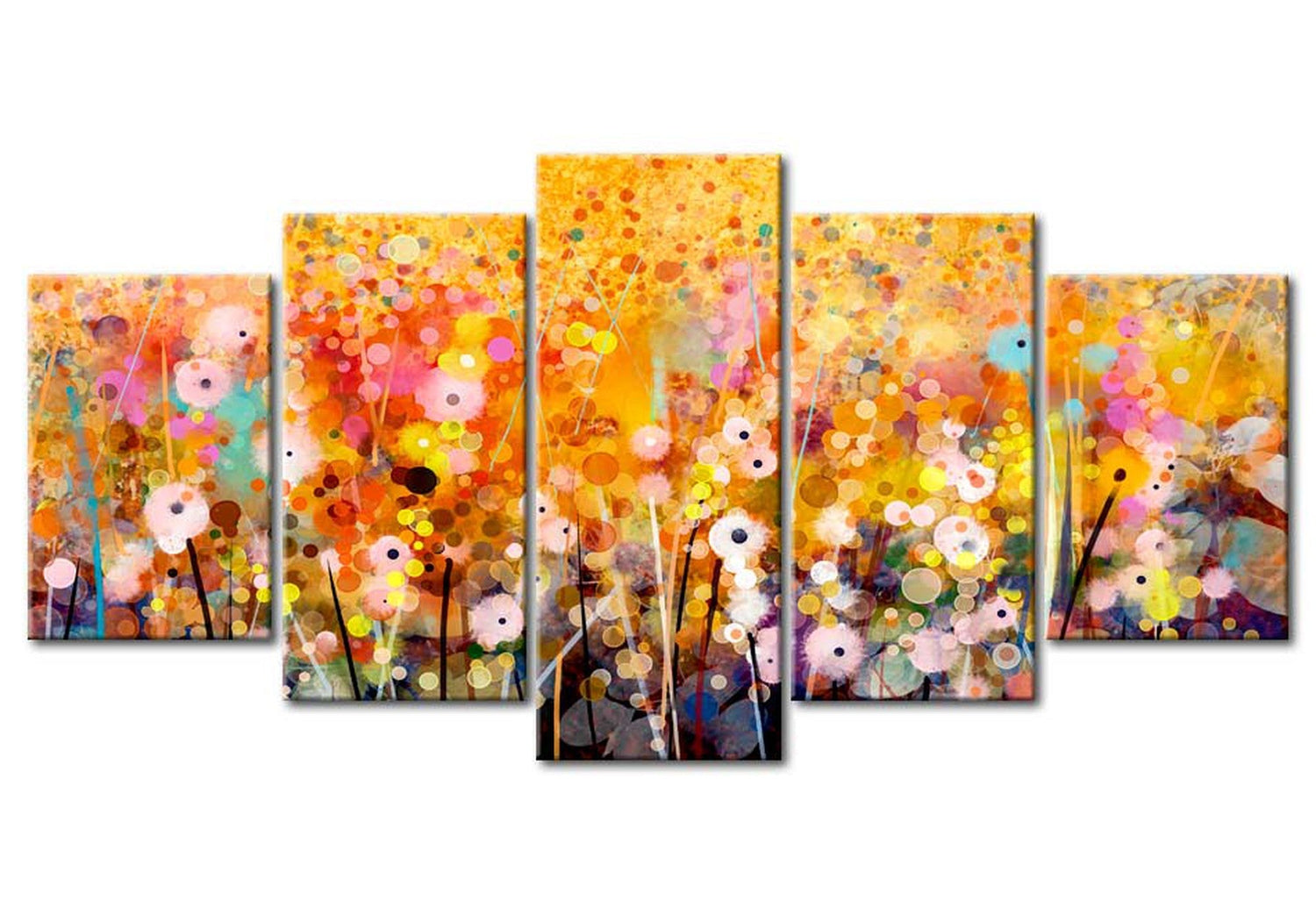 Floral Canvas Wall Art - Amber Garden - 5 Pieces