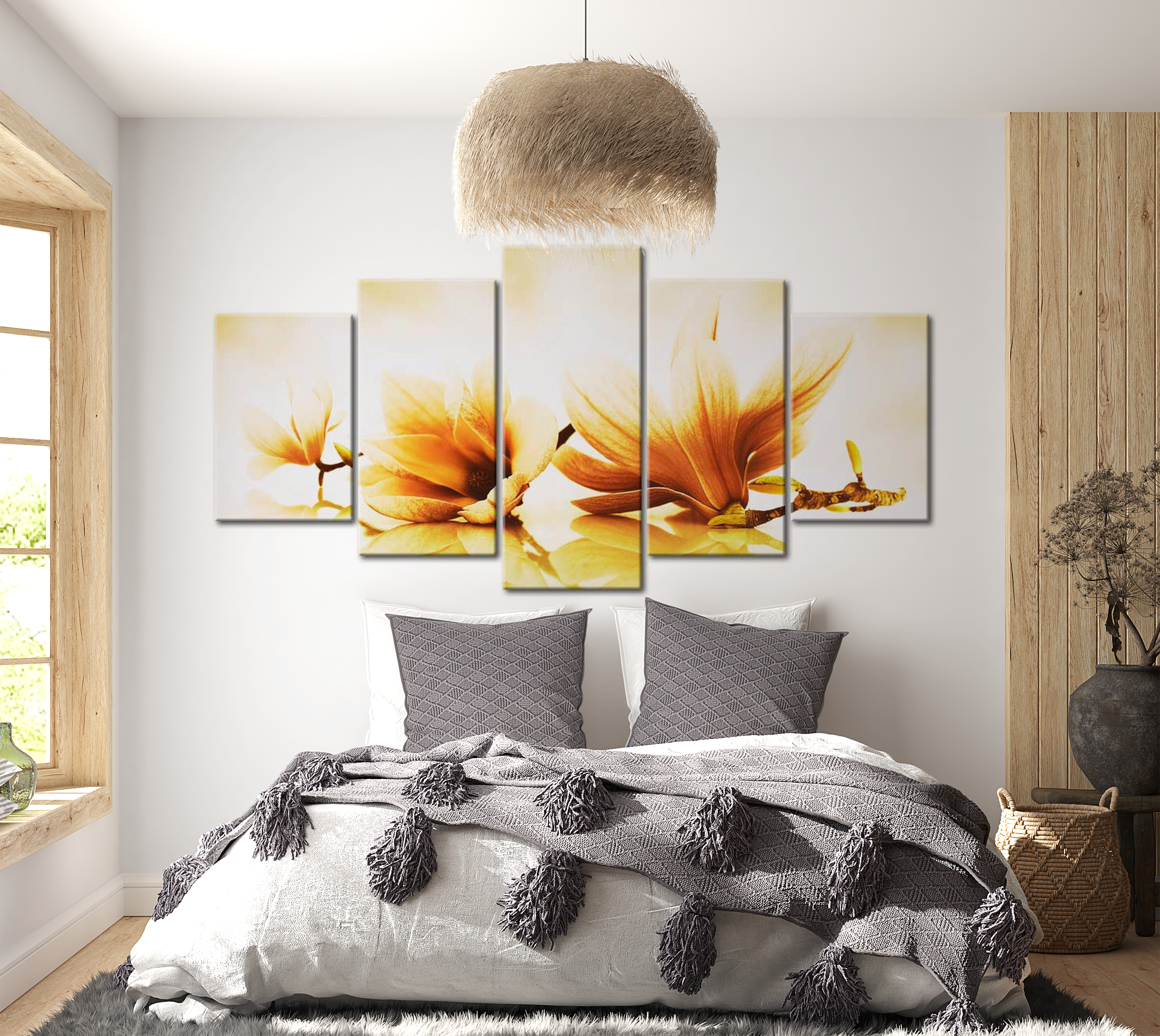 Stretched Canvas Floral Art - Amber Magnolias 40"Wx20"H