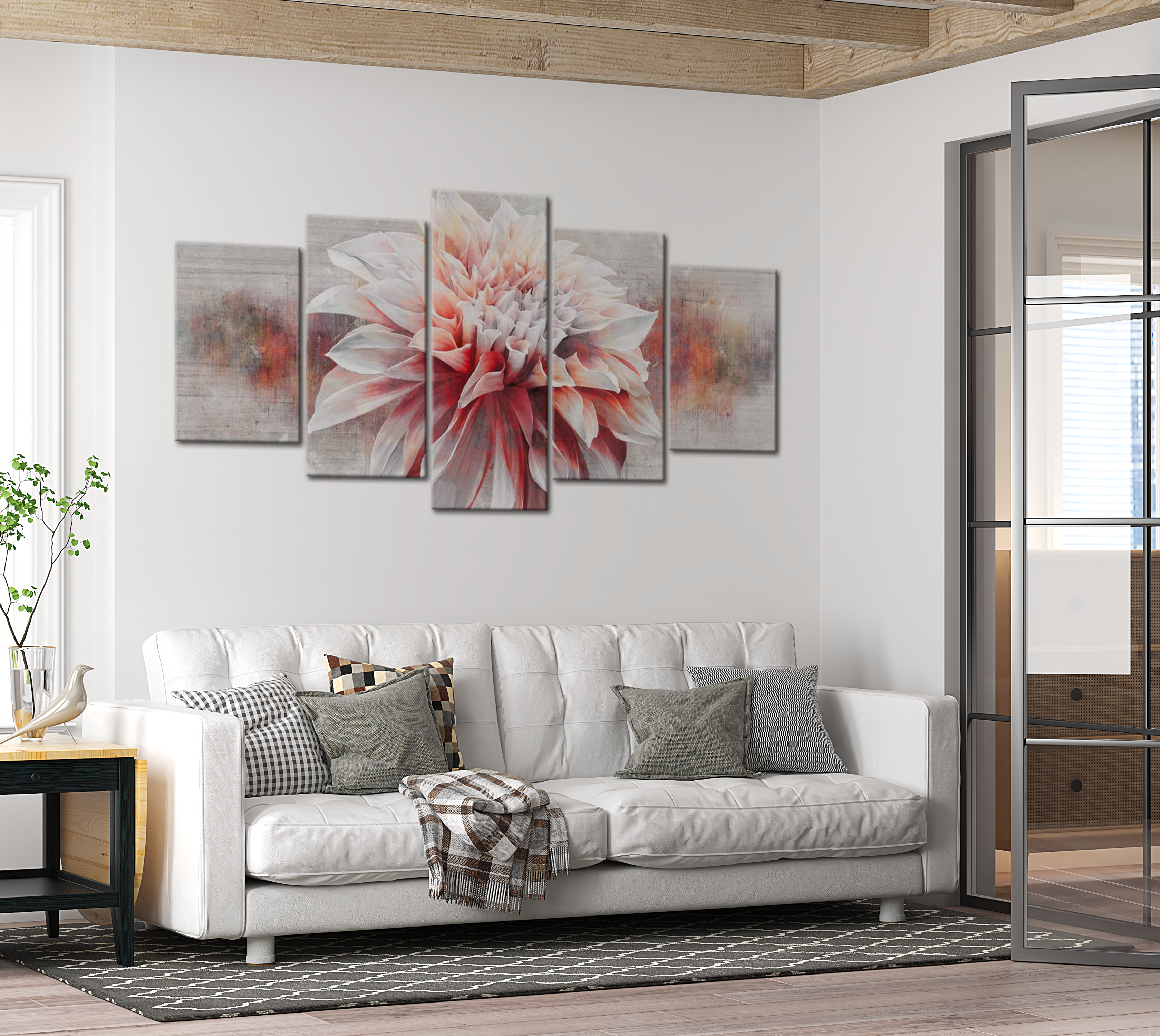 Floral Canvas Wall Art - Beautiful Dahlia - 5 Pieces