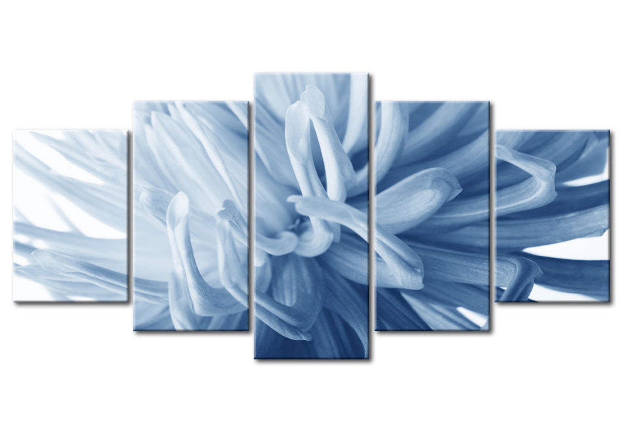 Floral Canvas Wall Art - Blue Dahlia - 5 Pieces