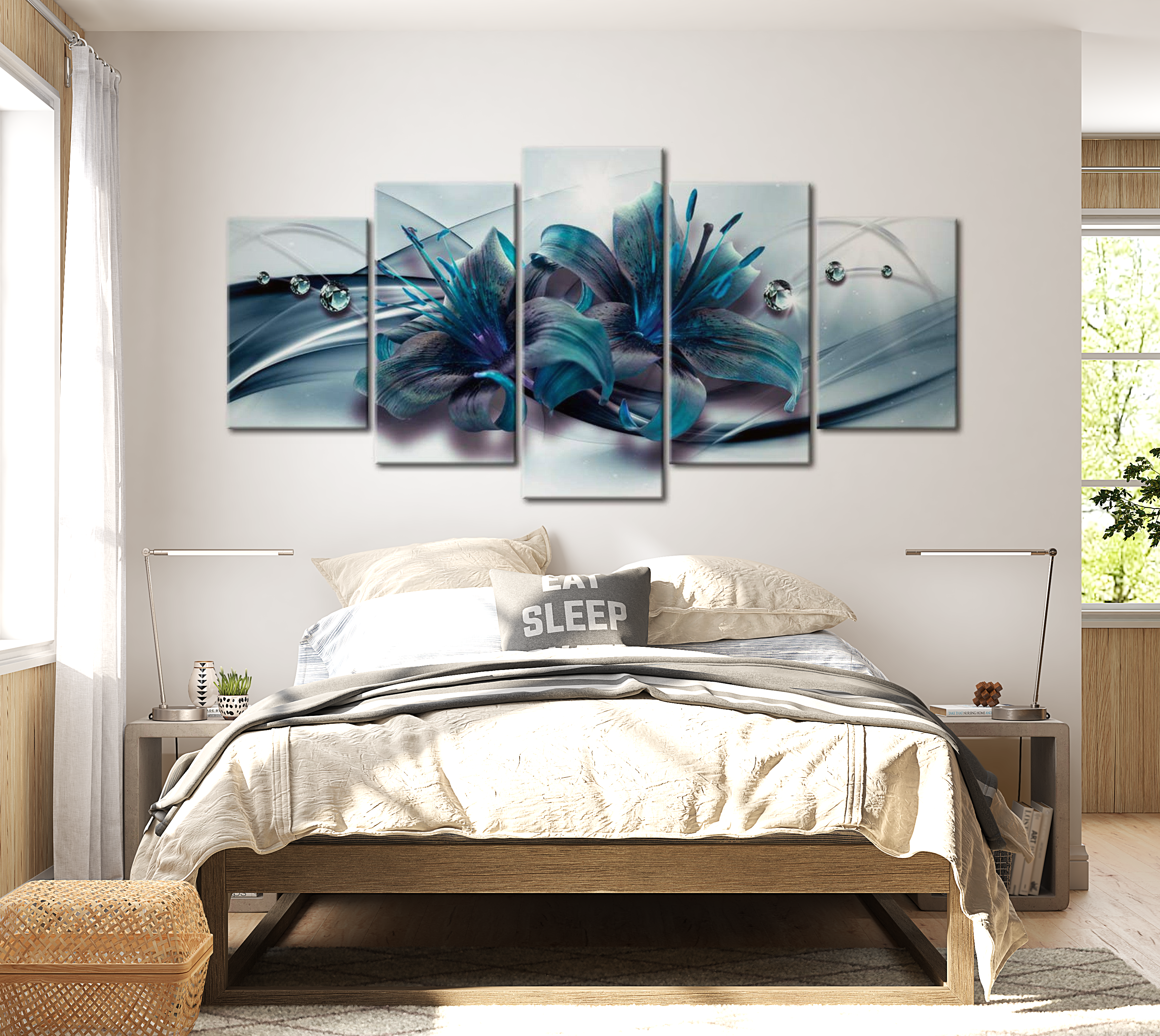 Stretched Canvas Floral Art - Blue Lily 40"Wx20"H