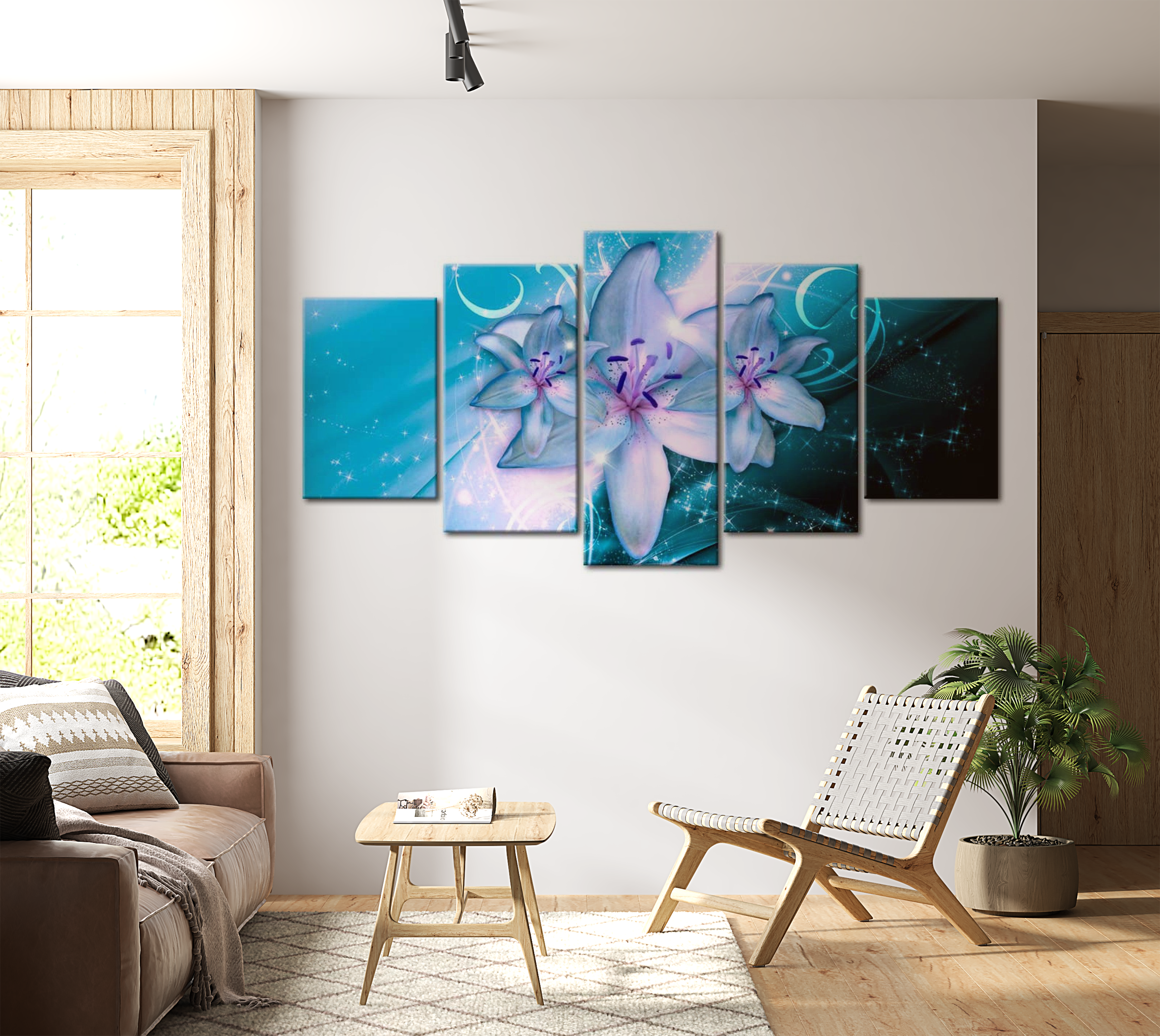 Stretched Canvas Floral Art - Sapphire Nights 40"Wx20"H