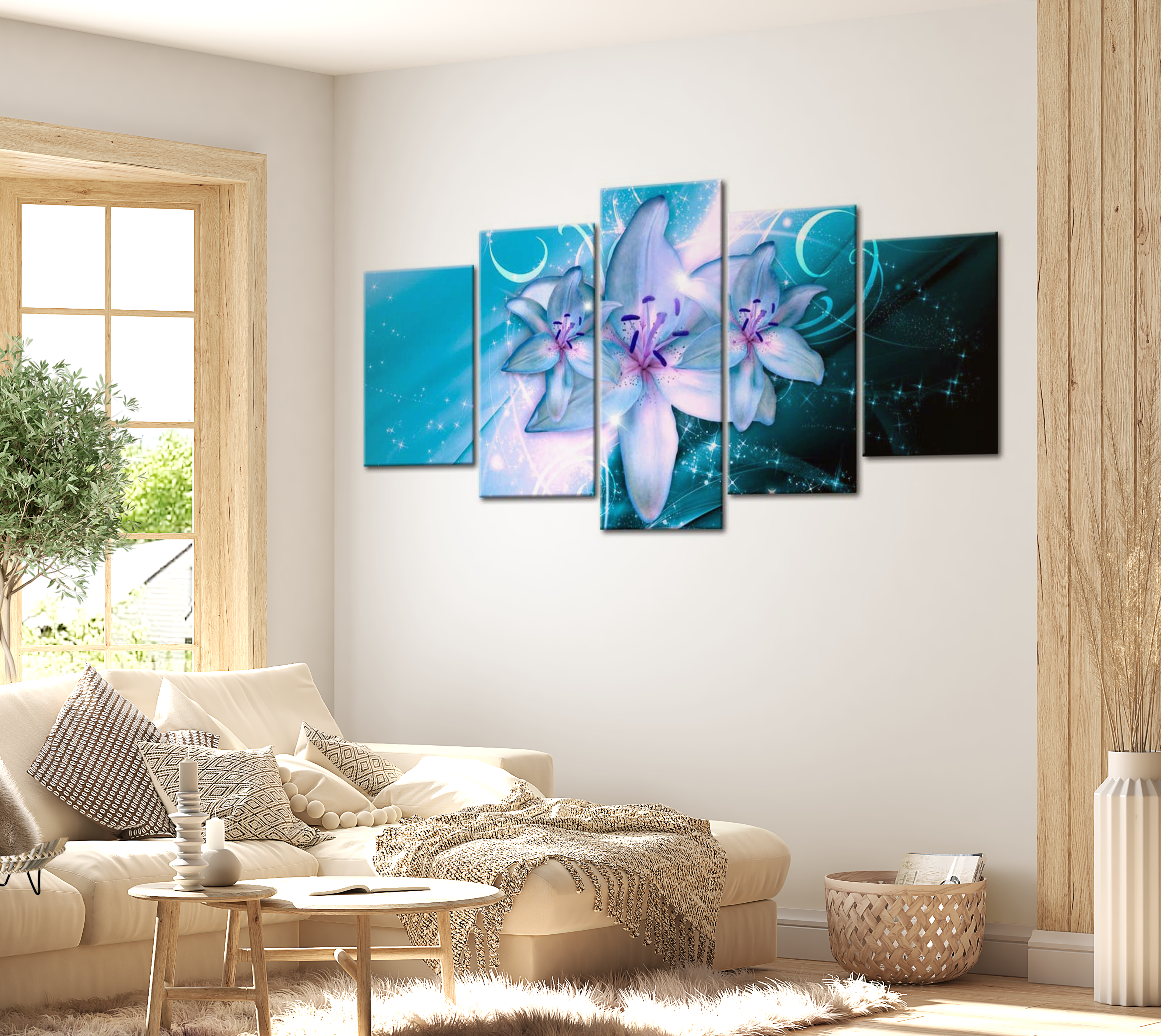 Stretched Canvas Floral Art - Sapphire Nights 40"Wx20"H