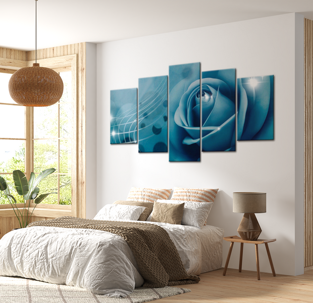Floral Canvas Wall Art - Blue Rose Fantasy - 5 Pieces