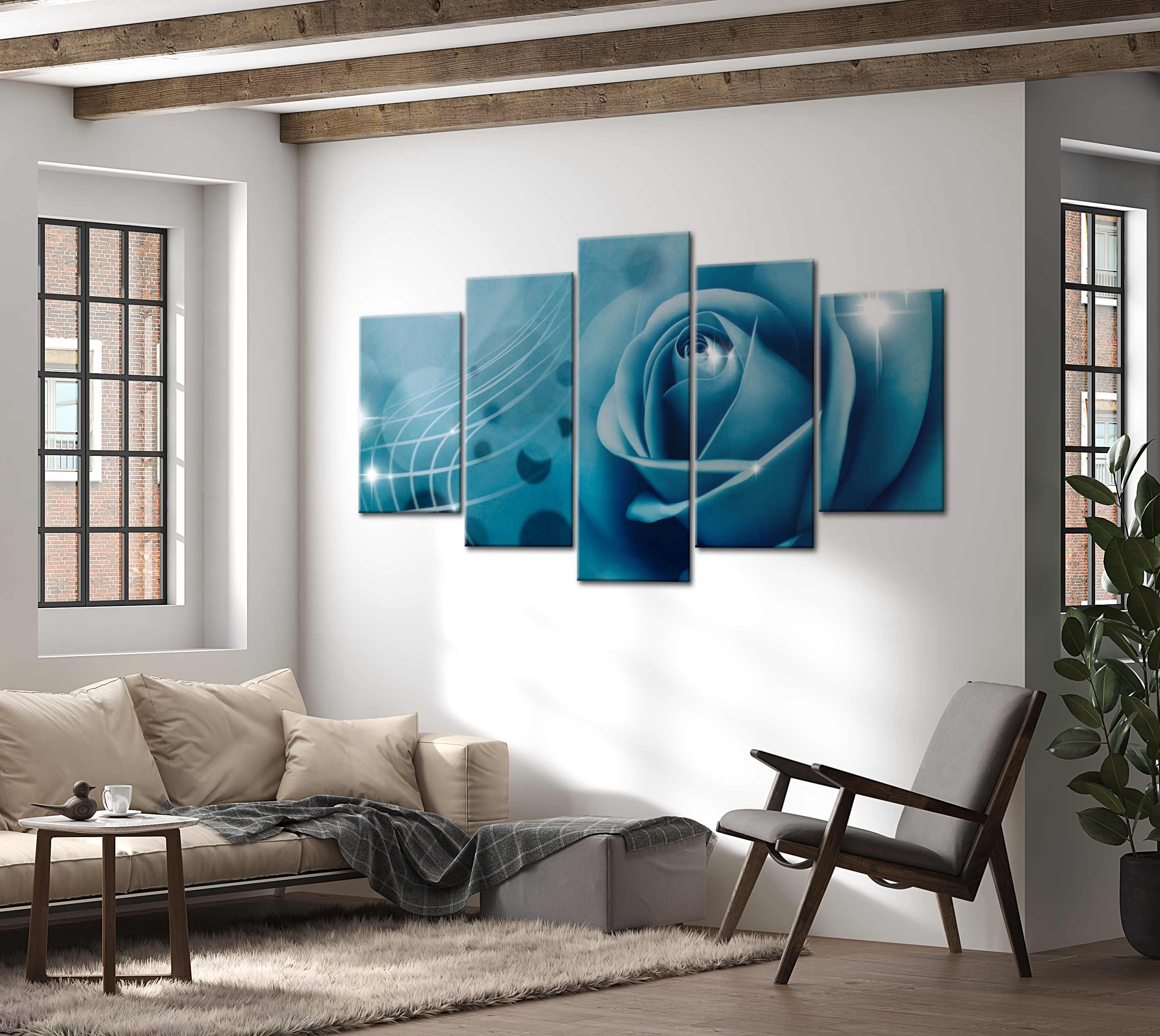 Stretched Canvas Floral Art - Blue Beauty 40"Wx20"H