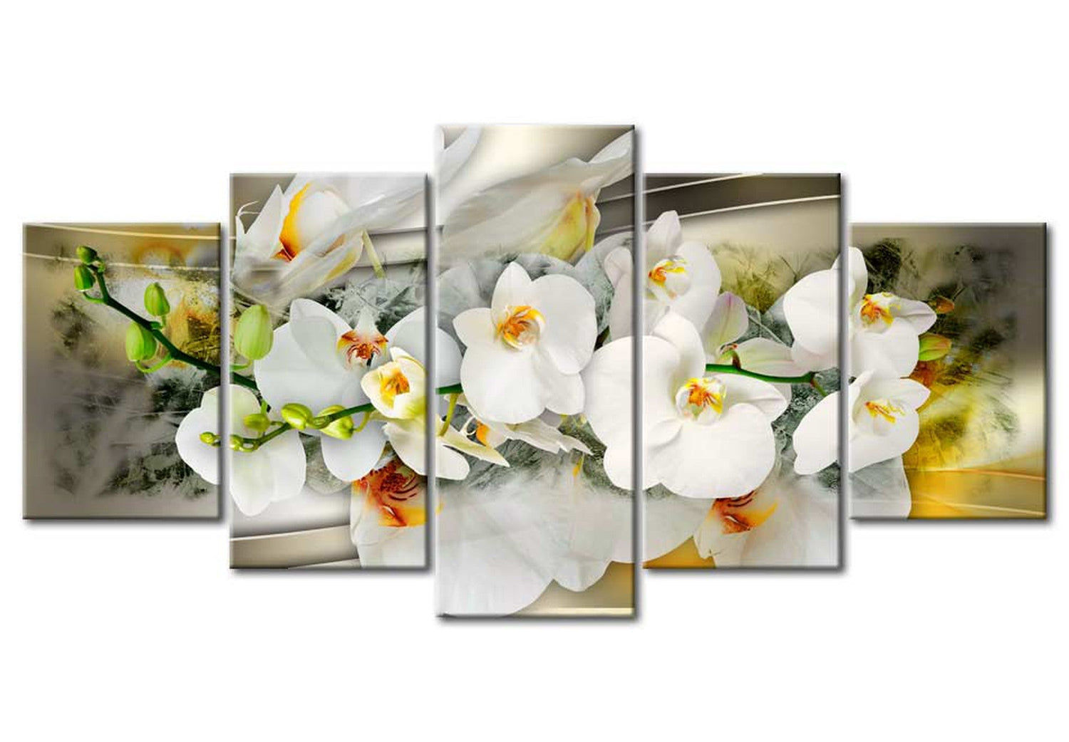 Floral Canvas Wall Art - Bouquet Of Orchids - 5 Pieces