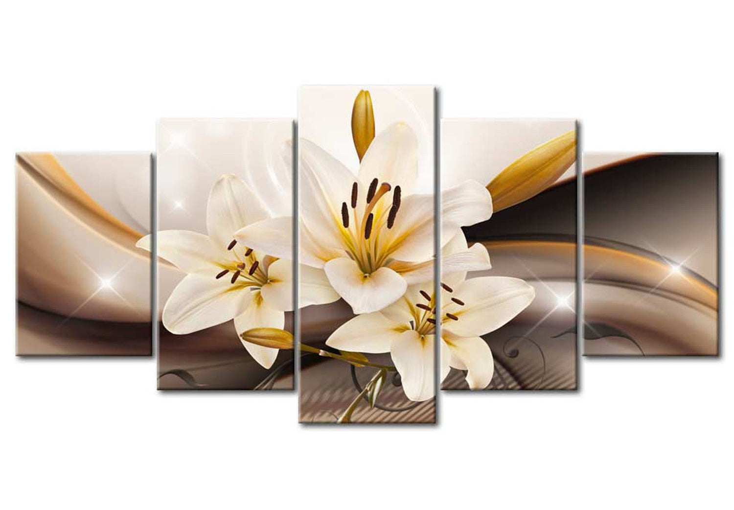 Floral Canvas Wall Art - Bright Lilies - 5 Pieces