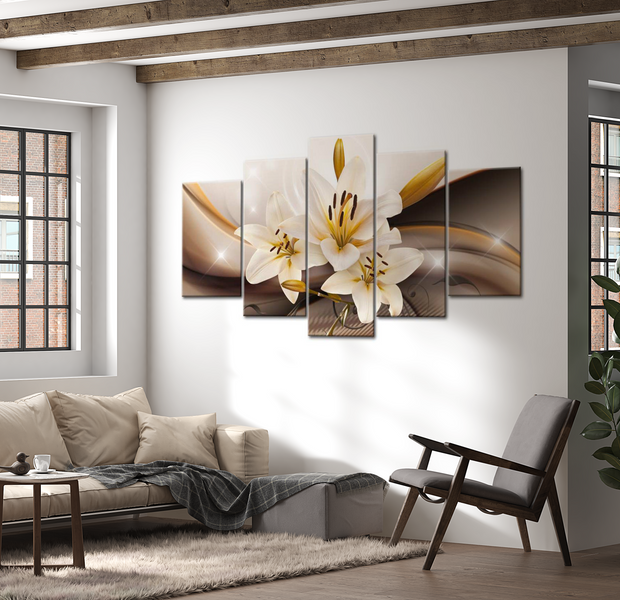 Floral Canvas Wall Art - Bright Lilies - 5 Pieces