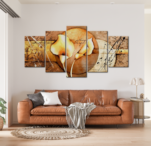 Floral Canvas Wall Art - Calla Lily Secret Gold - 5 Pieces